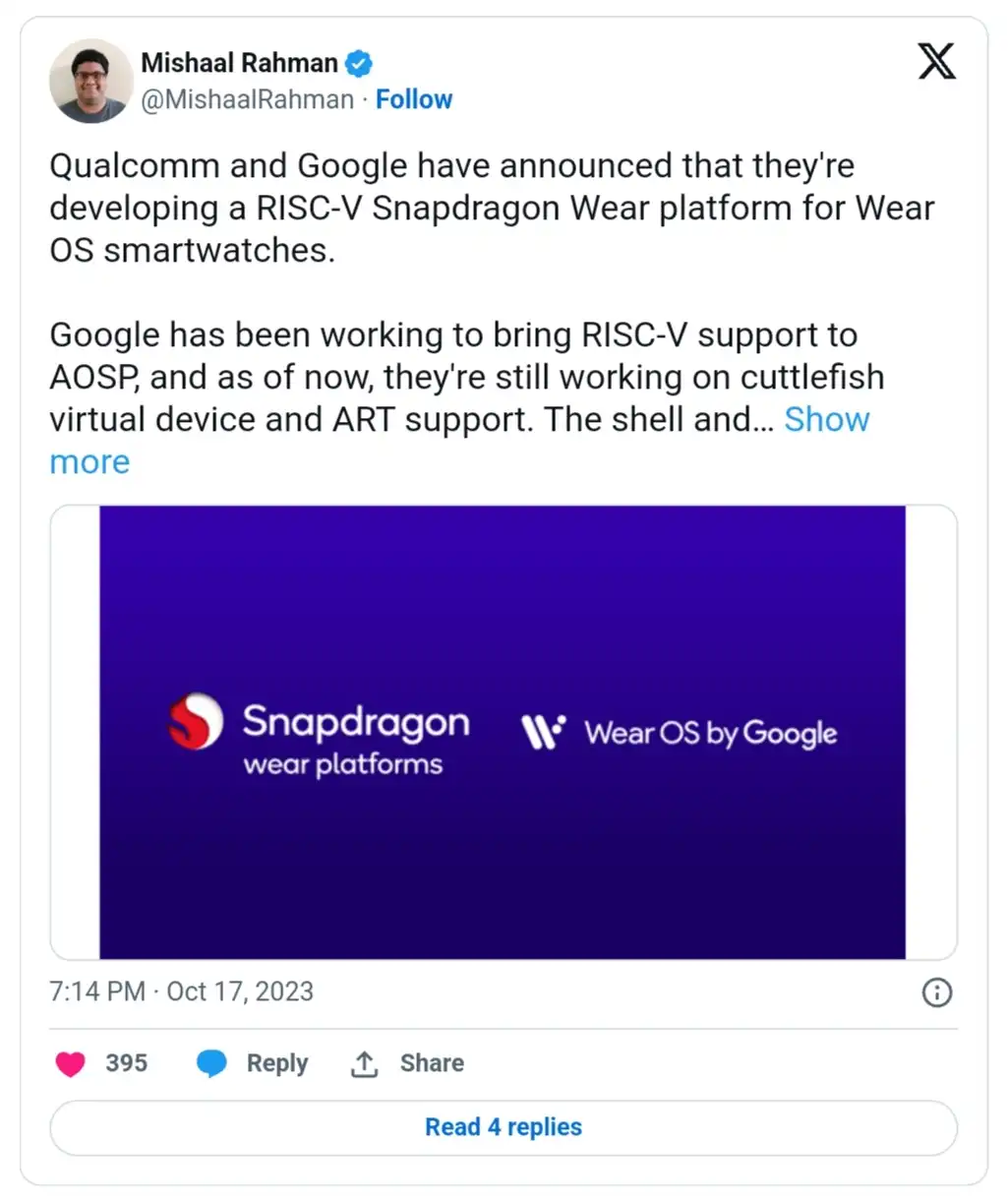 Qualcomm, Google partners to develop RISC-V chip for WearOS