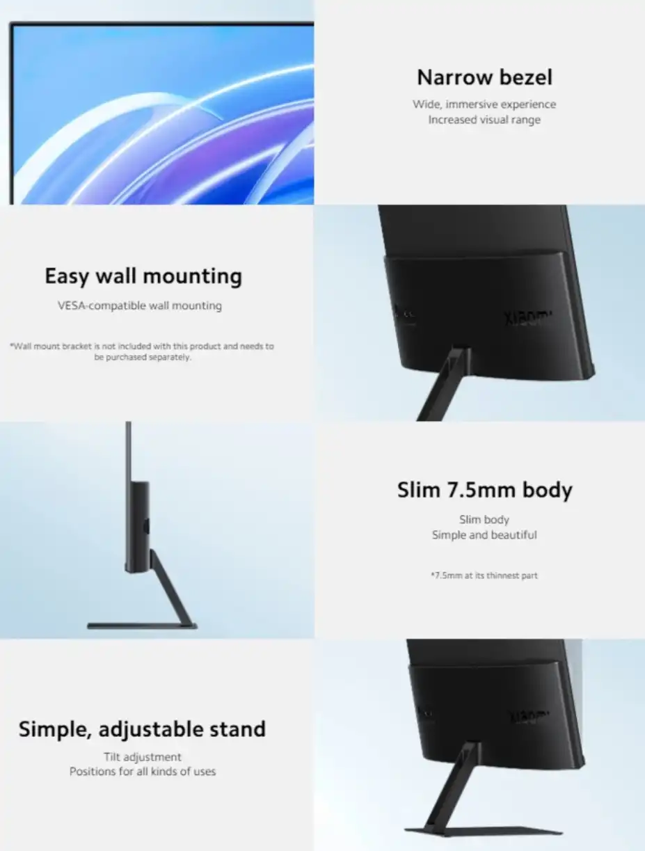 Xiaomi Monitor A27i with a 1080p display and slim body launched in